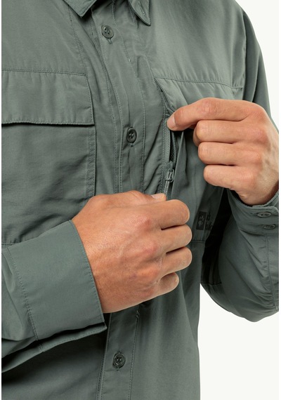Jack Wolfskin Barries L/s Erkek Gömlek-1404101 Yeşil