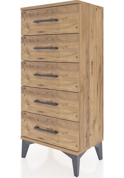 Arges Komodin 5 Çekmeceli 44x30x96 Çam-çam Çam