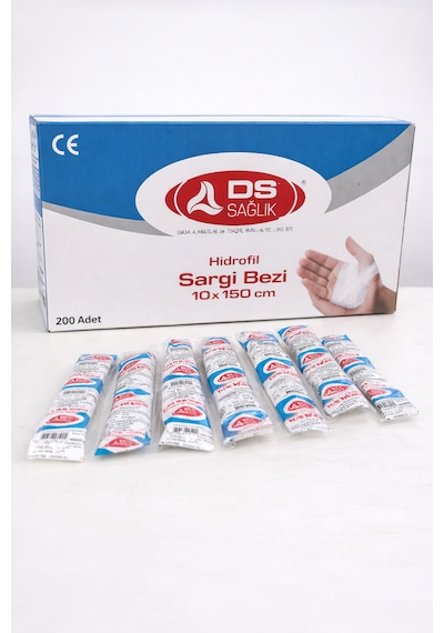 Ds Sağlık Hidrofil Sargı Bezi 10x150 Cm 200 Adet Hastane Tipi Yüksek Emici Medikal Bandaj
