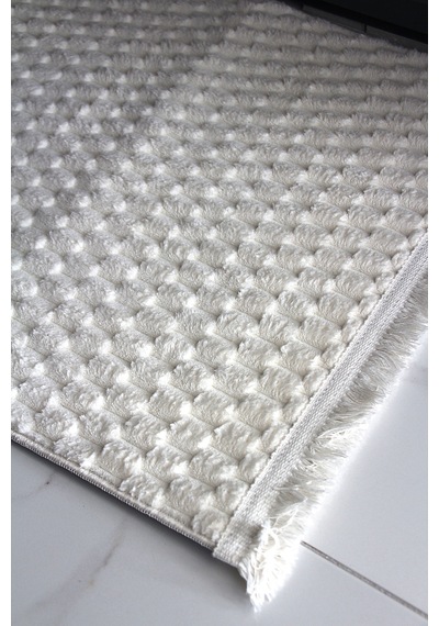 Kaymaz Taban Yumuşak Yüzey Saçaklı Paspas 60 X 90 Ebat Beyaz