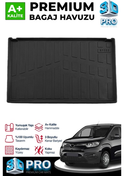 S-dizayn Toyota Proace City Seperatörlü 3d Pro Bagaj Havuzu 2019 Üzeri A+ Kalite