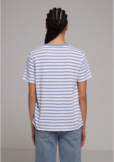 Colins Regular Fit Yuvarlak Yaka Çizgili Kadın Mavi Kısa Kol Tişört Cl1079954 Q1.v2 Ble Mavi