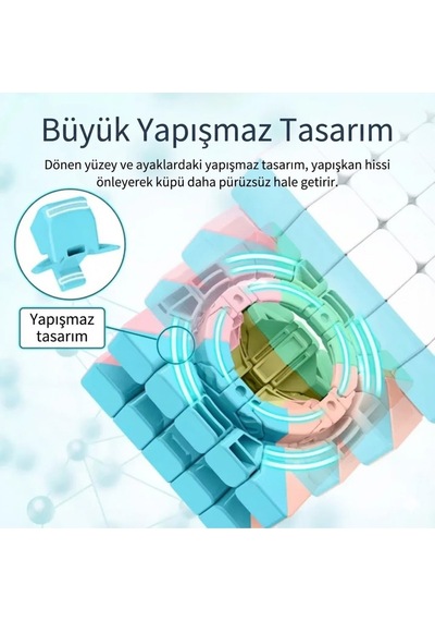 Macaron 3x3 Zeka Küpü - Hızlı Pürüzsüz Dönüş Profesyonel - Stickerless Pastel Renkli Sabır Küpü