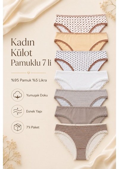 Nicoletta Kadın Külot 7 Li Paket Likralı Pamuklu Mixcolor 713182 Çok Renkli