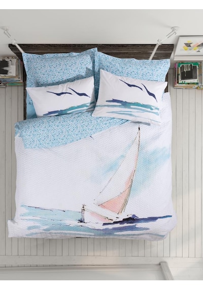 Cotton Box Maritime Tek Kişilik Complete Set Sail Mavi