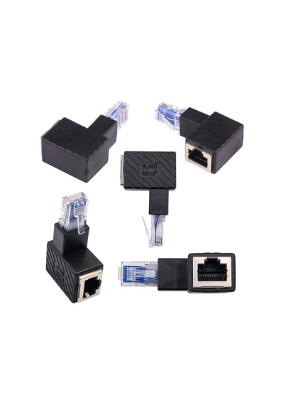 90 Derece Rj45 Erkek - Dişi Adaptör Dirsek Konnektörü Aşağı Açılı