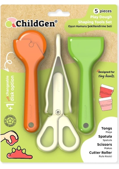 Childgen Oyun Hamuru Premium Modelleme Seti Roller, Makas, Spatula, Cımbız Mor