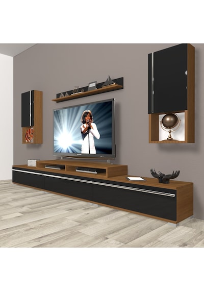 Decoraktiv Ekoflex 270ta Mdf Tv Ünitesi Tv Sehpası Ceviz - Siyah