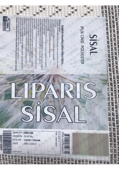 Liparis Sisal Halı Dc478 Serisi Oturma Salon Yatak Odası Halısı Vizon Krem