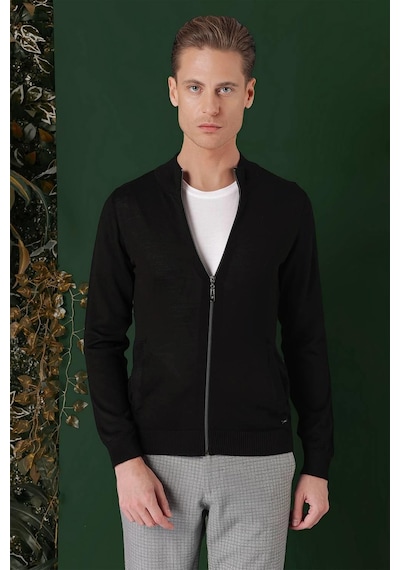 Efor Tr 860 Slim Fit Siyah Klasik Triko Siyah