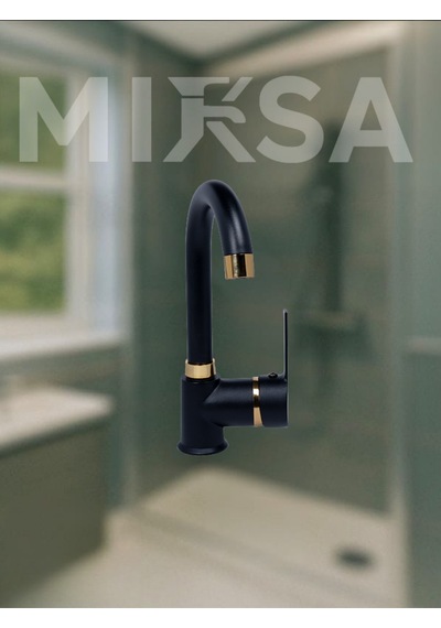 Lüx Siyah-gold Armut Baston Borulu Banyo Lavabo Bataryası, Musluğu, Çeşmesi Çift Su Girişli