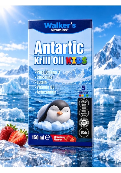 Walker's Vitamins Omega 3- Krill Oil Balık Yağı Omega 3 ,sitikolin Epa, Dha, İçeren Çocuk Şurubu