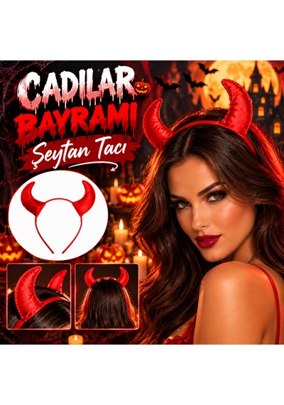 Cadılar Bayramı Şeytan Tacı Kırmızı Şeytan Boynuzlu Kadın Taç, Halloween Kostüm Ve Parti Aksesuarı 18+