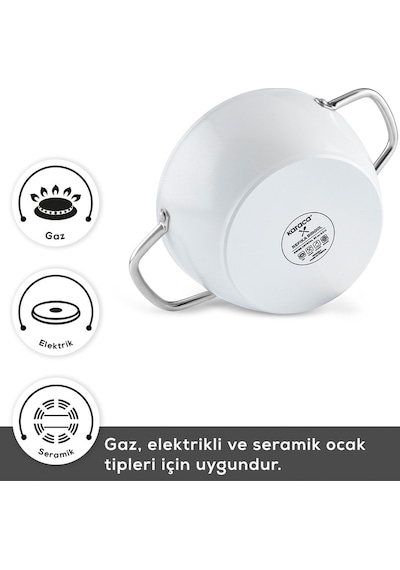 Karaca x Refika Swiss Crystal Creamy Metal 7 Parça Tencere Seti Krem