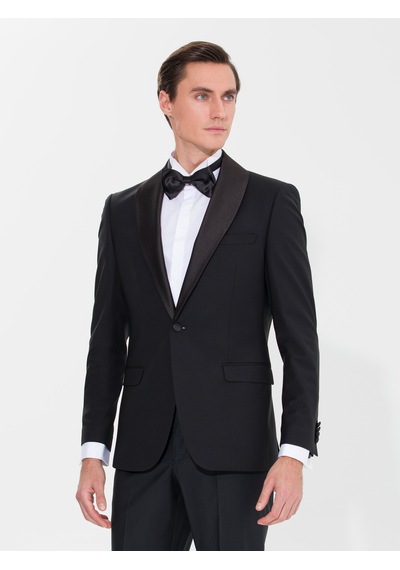 Cacharel Siyah Slim Fit Smokin Ceket