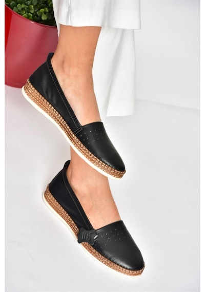 Fox Shoes P555002503 Siyah Hakiki Deri Günlük Kadın Ayakkabı Siyah-hakiki Deri Siyah
