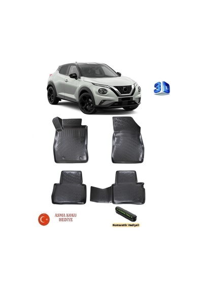 Rizline Nissan Juke 2010-2020 Yılları Arası Uyumlu 3d Havuzlu Paspas Asma Koku Ve Numaratör Hediyeli