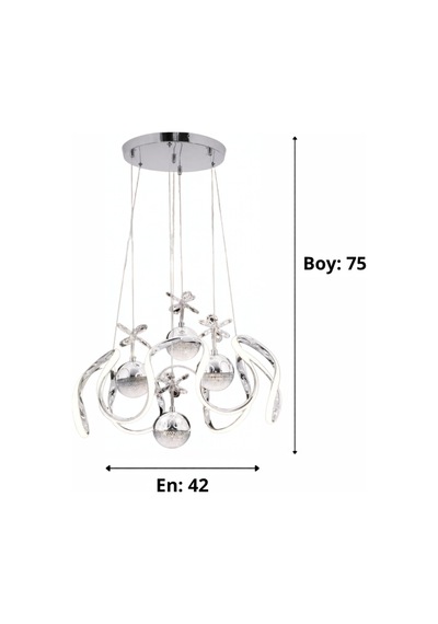 Helejon 6lı Büyük Modern Ledli Avize 3 Renk Power Ledli Krom Kaplama Kumandalı Yatak Odası Salon Mutfak