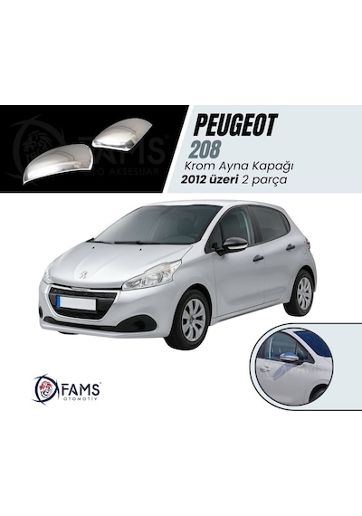 Peugeot 208 Krom Ayna Kapağı 2 Parça 2012 Ve Üzeri Paslanmaz Çelik