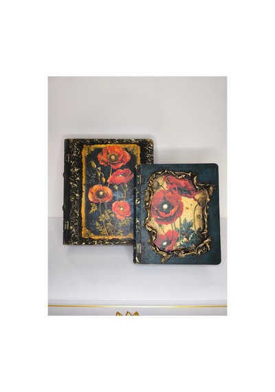 Ev Dekorasyon Ahşap Kitap Kutu Seti 2li Vintage Özel Tasarım Siyah - 710507620