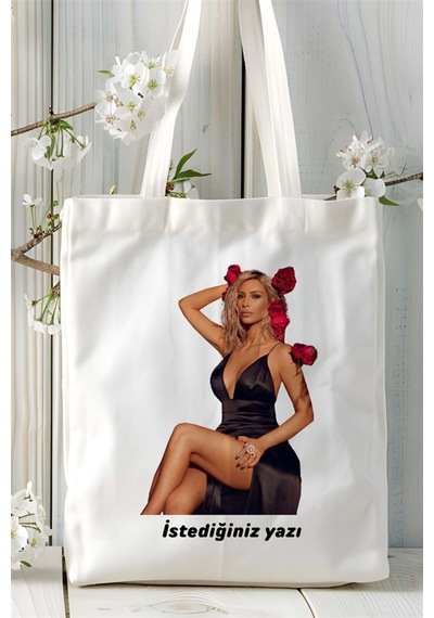 Art Hediye Kim Kardashian Baskılı Bez Çanta Kişiye Özel Model 4 Çok Renkli
