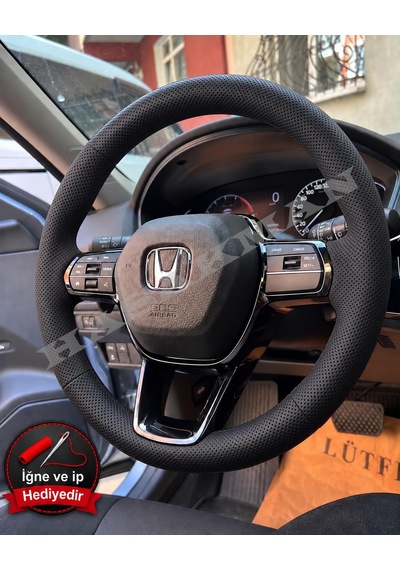 Honda Civic Fe Dikme Direksiyon Kılıfı Premium Komple Delikli Deri Siyah Dikiş 2021-2026