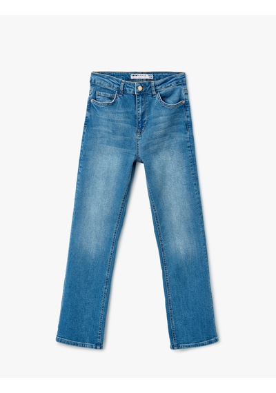 Koton Yüksek Bel İspanyol Paça Denim Pantolon - Kick Flare Jeans Orta İndigo 5sal40110md İndigo Koton Yüksek Bel İspanyol Paça Denim Pantolon - Kick Flare Jeans Orta İndigo 5sal40110md İndigo