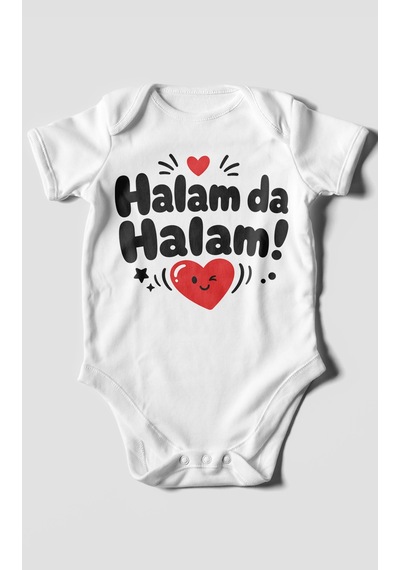 Morivokids Halam Da Halam Kısa Kollu Bebek Body %100 Pamuk Beyaz