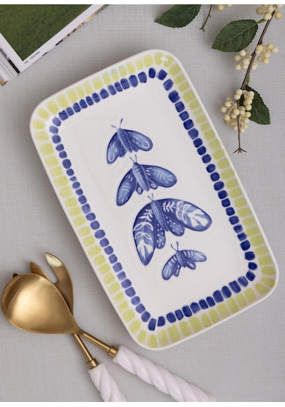 The Mia Palma Dikdörtgen Servis Tabağı 31x20 Cm Çok Renkli