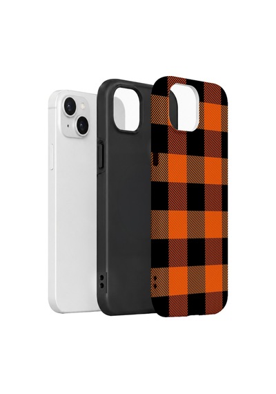Velvoria Valestra Orange Buffalo Check Apple iPhone Uyumlu 14 Darbe Korumalı Kılıf Valestra Select - Orange Buffalo Check