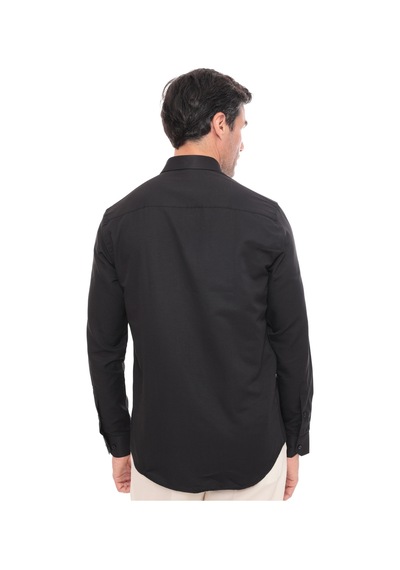 Slim Fit Uzun Kol Pamuklu Hediye Kutulu Kolay Ütülenebilir Erkek Gömlek Fs-002225 - Siyah-1776