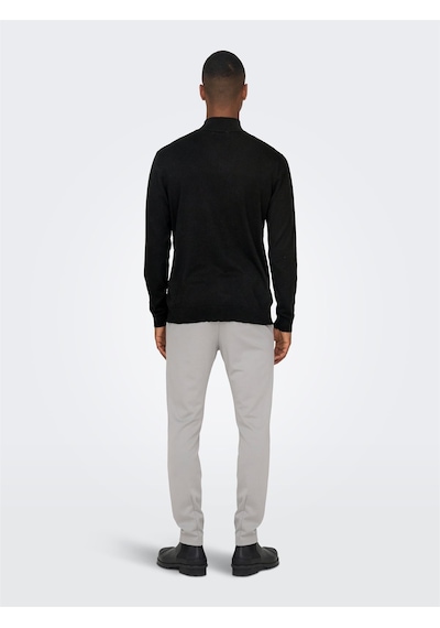 Only & Sons Onswyler Lıfe Reg 14 Half Zıp Knıt Noos Erkek Black Kazak - 22021264 Siyah