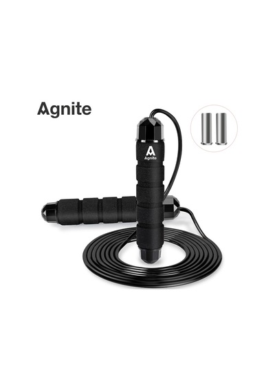 Agnıte Ağırlıklı Çelik Atlama İpi Profesyonel Fitness Siyah
