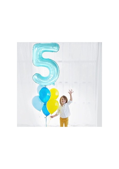 8 Rakam Pastel Mavi Folyo Balon 76 Cm Mavi