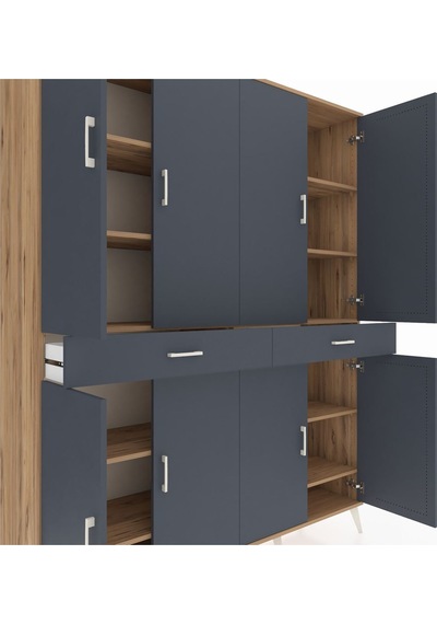 Hyperion Gardrop 10 Raflı 2 Çekmeceli 8 Kapaklı 176x44x221 Çam-antrasit Antrasit Hyperion Gardrop 10 Raflı 2 Çekmeceli 8 Kapaklı 176x44x221 Çam-antrasit Antrasit