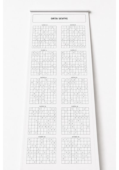 Haydi Dekor Sudoku Rulosu 30 Cm 4 Metre Yetişkinler Için 54 Adet Klasik 9 9 Sudoku Kolay, Orta Ve Zor Seviye Zihin Egzersizi Ve Bulmaca Rulosu 1 Adet
