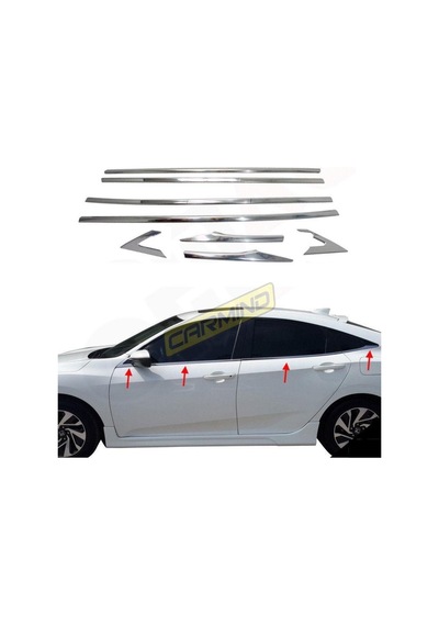 Honda Civic Fc5 Krom Cam Çerçevesi Set 2016 Sonrası 8 Parça