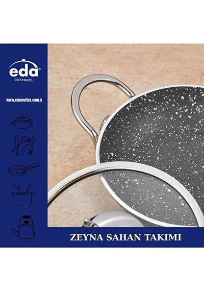 Eda Zk-603 Zeyna 3'lü Granit Kapaklı Sahan Set Gri