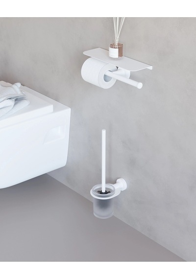 Tecno White Tuvalet Fırçalık - Mat Beyaz Mat Beyaz