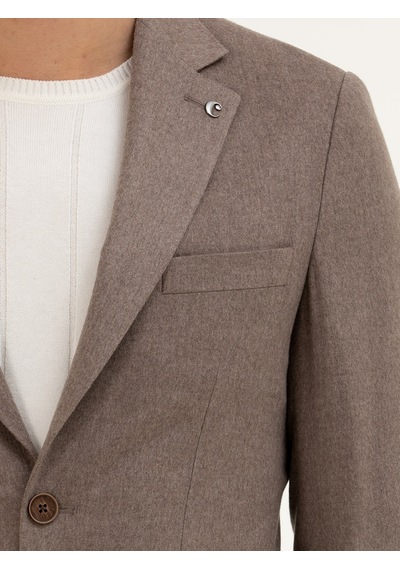 Cacharel Açık Kahverengi Slim Fit Kaşmir Ceket