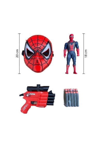 Spider-man Macera Seti Işıklı Maske 18 Cm Figür Ve Sünger Mermili Silah Oyuncak Seti