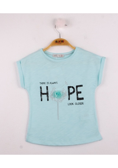 Toontoy Kids Toontoy Kız Çocuk Hope Baskılı Tişört Mint Yeşili
