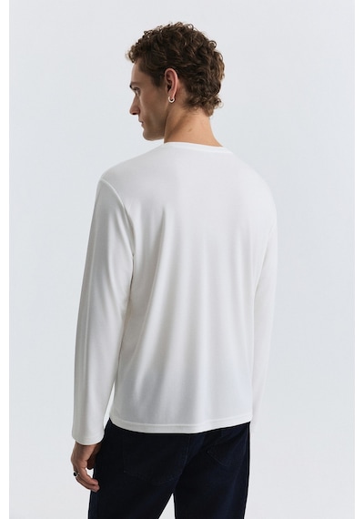Antioch Relax Fit Uzun Kollu T-shirt Ekru