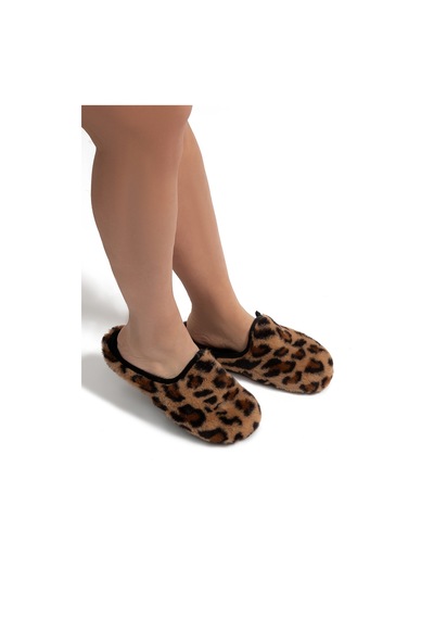 Twigy Leopar Kadın Peluş Ev Terliği Siyah 37/41 623026