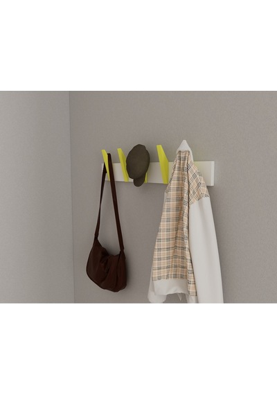 Hepsi3boyutlu Modern Duvar & Kapı Kanca Askılık - 5 Adet Sarı Kanca Askılık - Model No : 4 Sarı