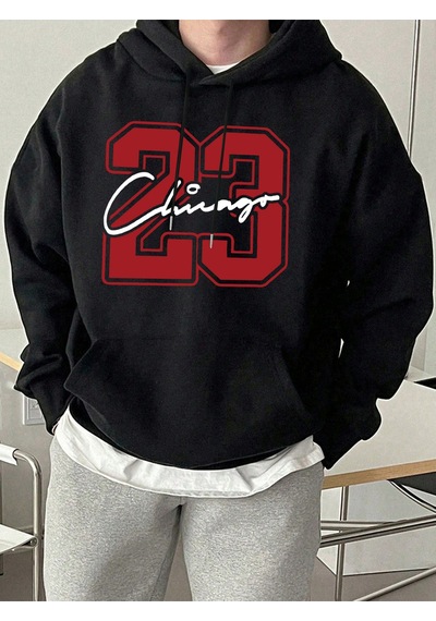 Startmore Startmorechicago Number 23 Yaratıcılık Baskı Erkek Kapüşonlular Yumuşak High Street Top Spor Hip Hop T Siyah