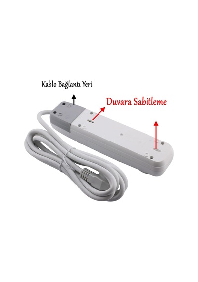 Kablolu 4'lü Topraklı Grup Priz Fiş Çoğaltıcı 10 Metre Çoklu Uzatma Kablosu Anahtarsız Monofaze