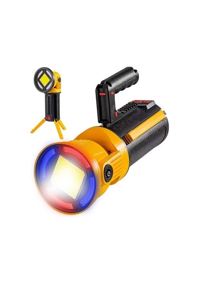 Powermaster Mx-w5164-3 Kırmızı Mavi Çakarlı Cob Ledli Şarjlı Kamp El Feneri Işıldak Diğer