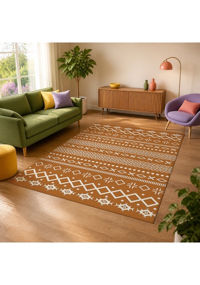 Kartela Halı Nera Halı Kaymaz Taban Makinede Yıkanabilir Halı Bakır - 100 X 150 Cm
