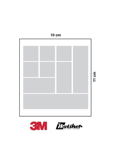 3M Gri Reflective (Reflektif) 9'lu Kare Sticker Etiket Modeli